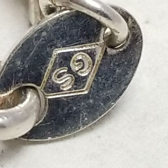 Vintage Anchor Link Chain Bracelet, Silver Tone, 7 Inches Long, Signe GS - Picture 4 of 7